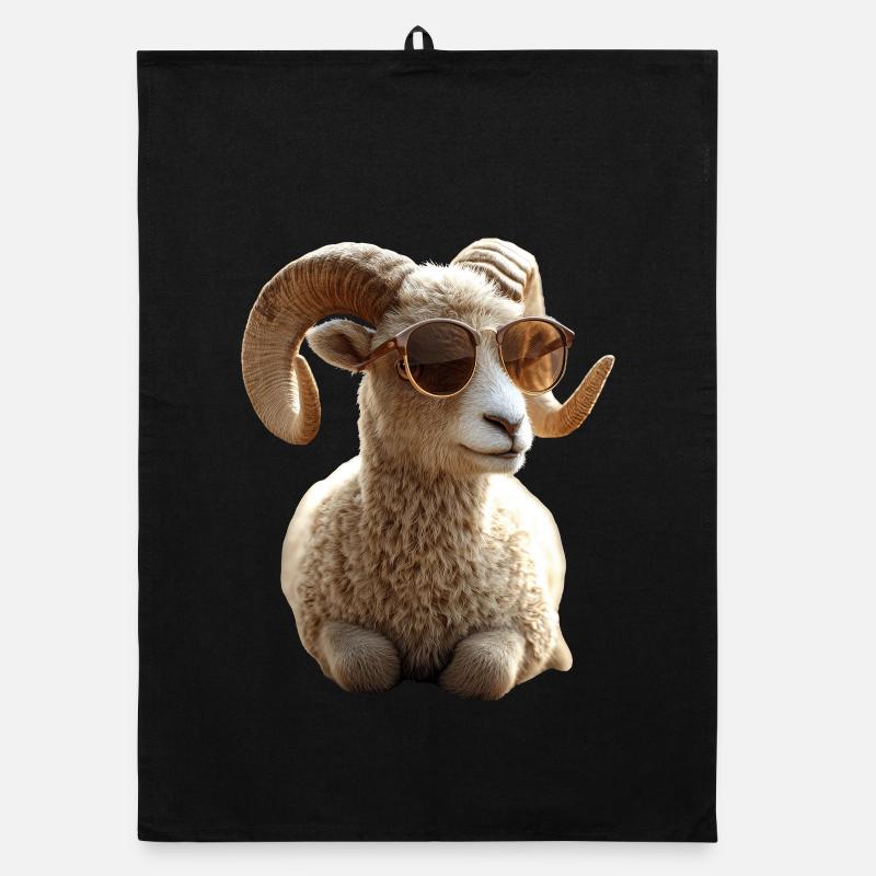 Widder Mufflon Aries Wilde Schafe Männliches Schaf Organic Geschirrtuch