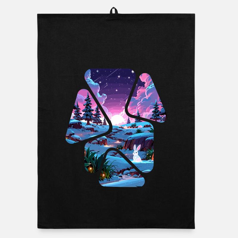Landscape Snow Puzzle Fantasy - White Rabbit Organic dish towel