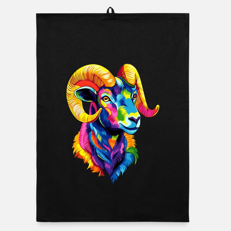 Widder Mufflon Aries Wilde Schafe Männliches Schaf Organic Geschirrtuch