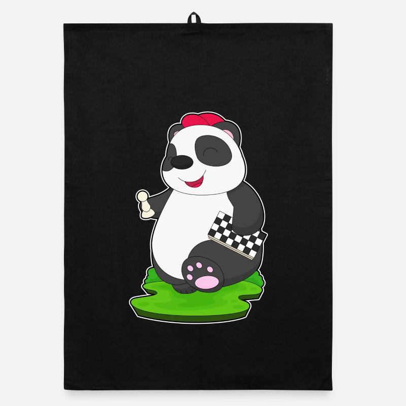 Panda Schachfigur Schach Schachbrett Organic Geschirrtuch
