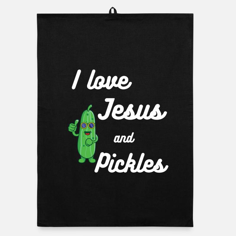 Gurken und Jesus Religiös - Organic Geschirrtuch - Schwarz