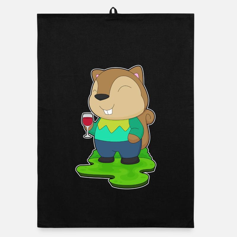 Squirrel Red Wine Organic dish towel