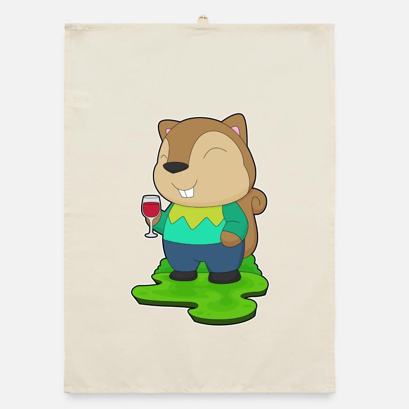 Squirrel Red Wine Organic dish towel