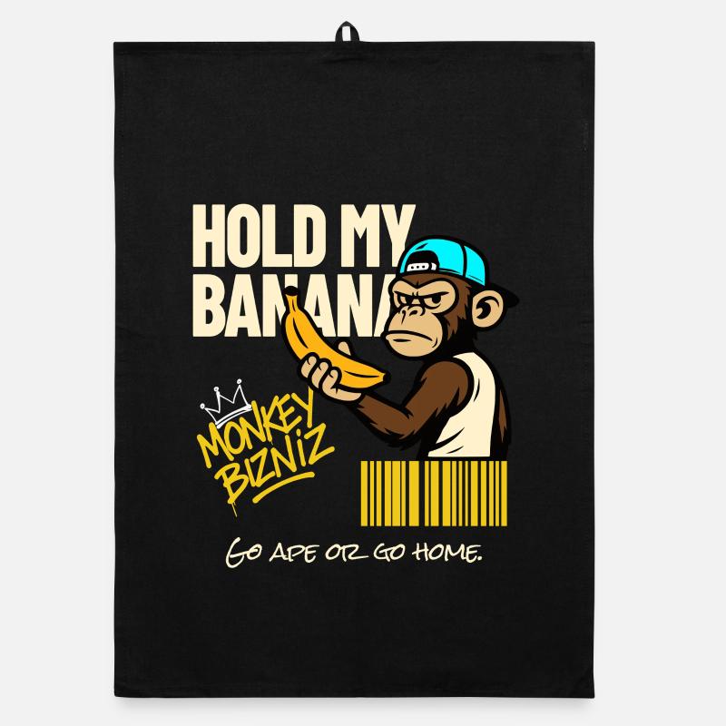 Monkey Banan Humour Design - Torchon bio - noir