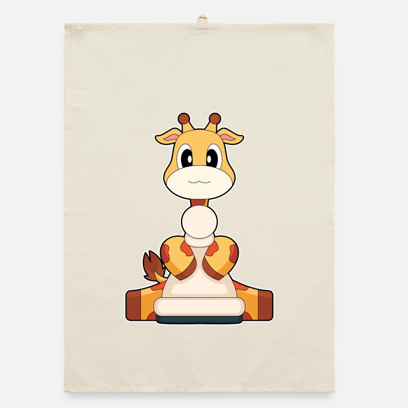 Giraffe Chess Piece Farmer Chess Organic dish towel