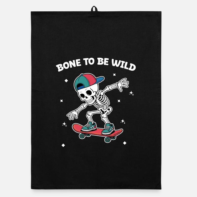 Skull Skeleton Skateboard Adventure Organic dish towel