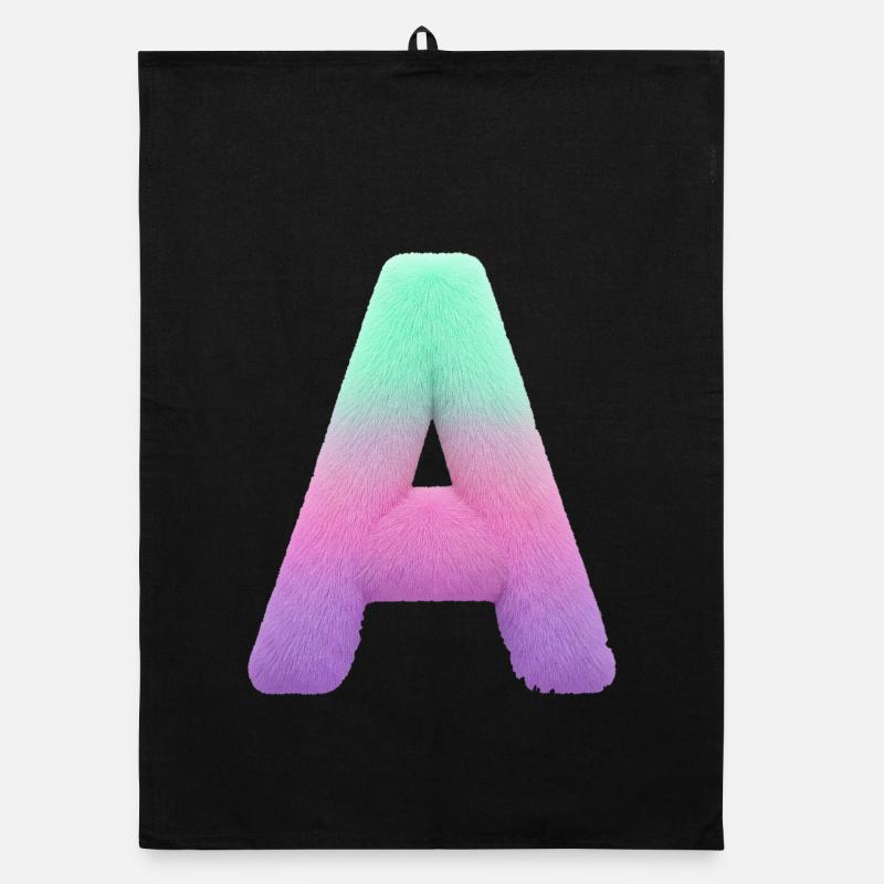 A letter with fur effect and pastel gradient Organic dish towel