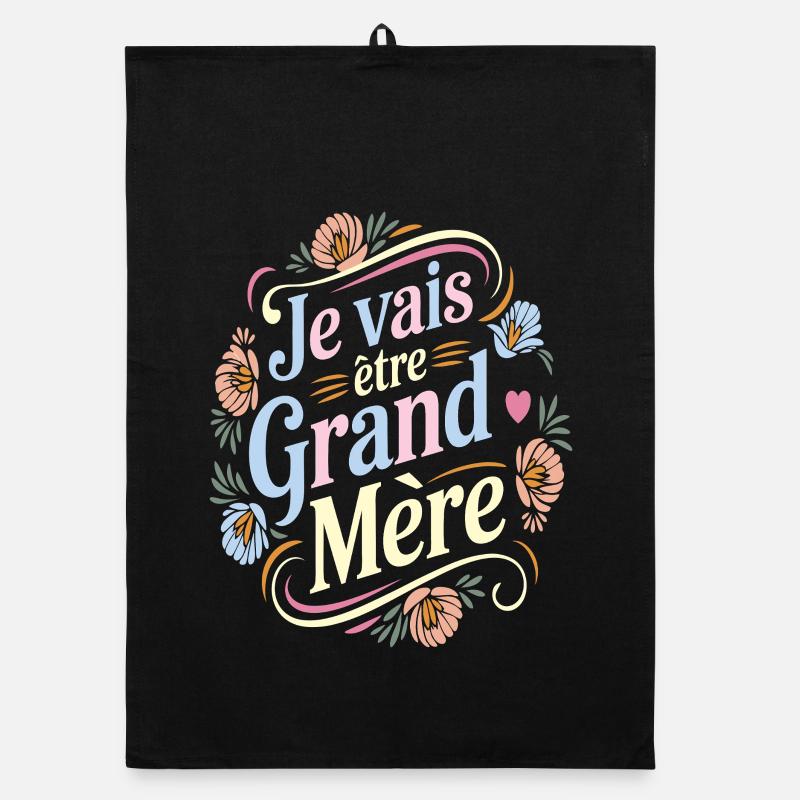 Citation future grand-mère design florale Torchon bio