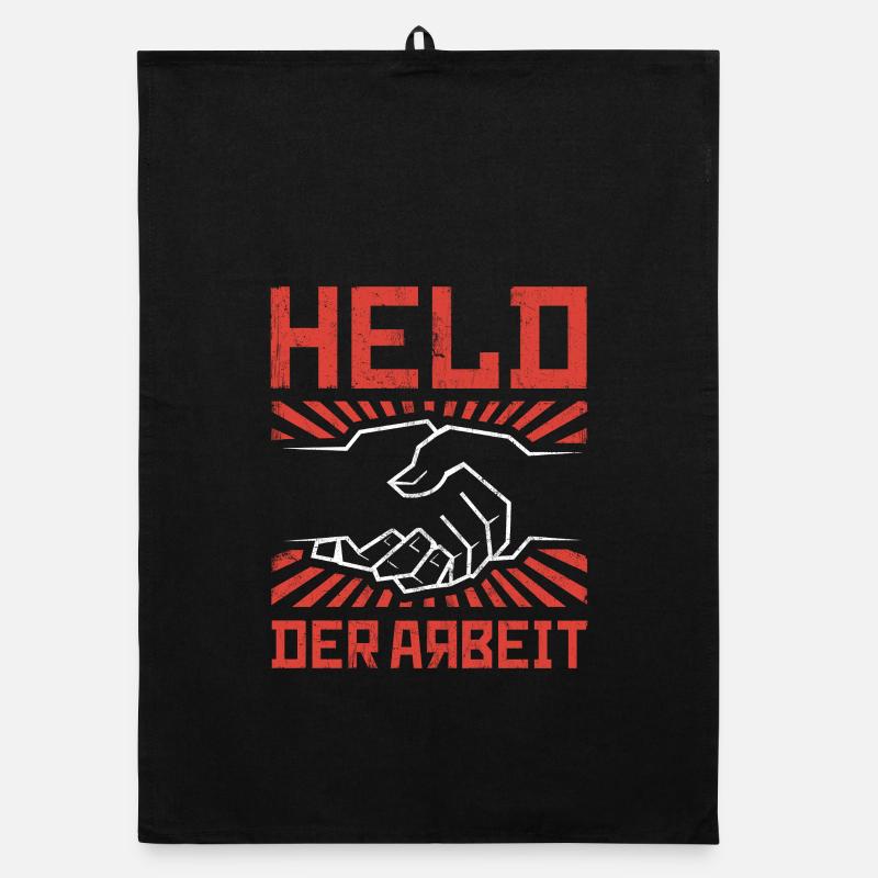 HELD DER ARBEIT OSSI HANDWERKER DDR ARBEITER - Organic Geschirrtuch - Schwarz