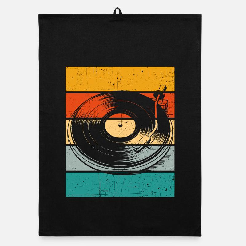 Retro Vinyl Turntable Organic dish towel