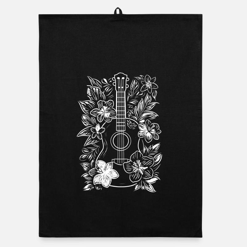 Ukulele Sketch Organic dish towel