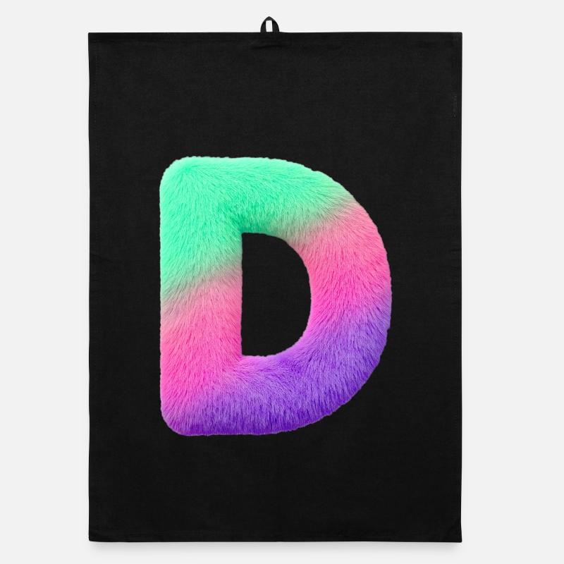 D - Buchstabe in Fell Optik u. Farbverlauf Organic Geschirrtuch