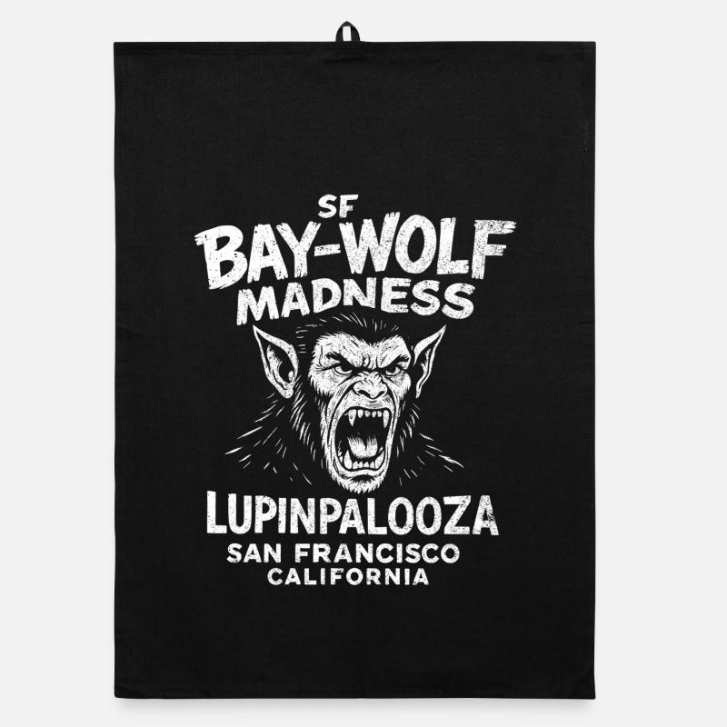 SF Bay Wolf Madness Werewolf Organic dish towel