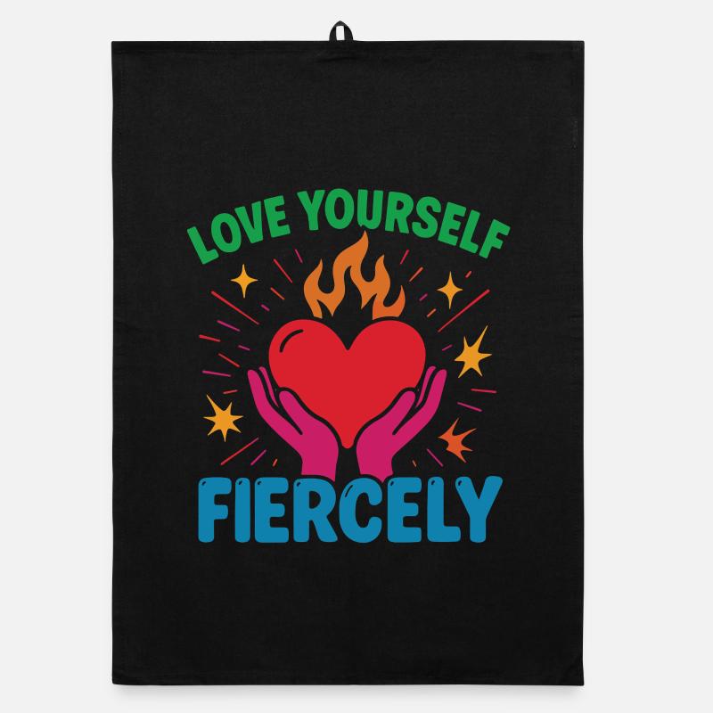 Liebe Dich Selbst Heftig Achtsamkeit Affirmation Organic Geschirrtuch