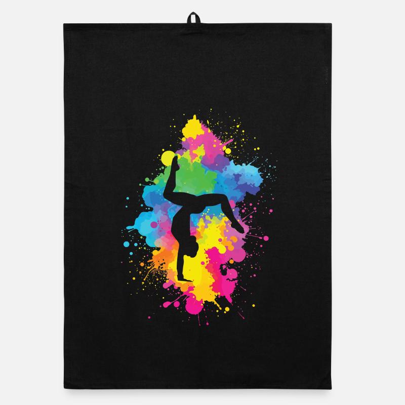 Acrobaties avec explosion de couleurs - Torchon bio - noir