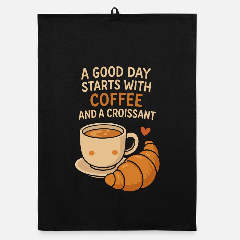 Ein guter Tag beginnt mit Kaffee und einem Croissant Organic Geschirrtuch