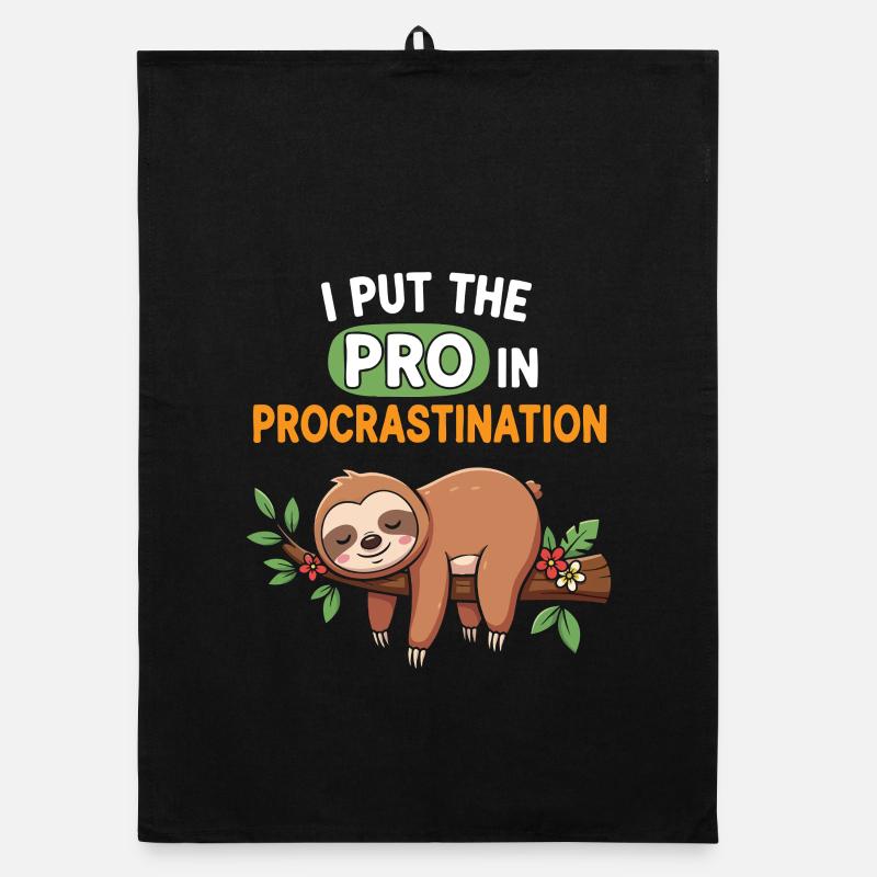 I Put The Pro in Procrastination Sloth Organic dish towel