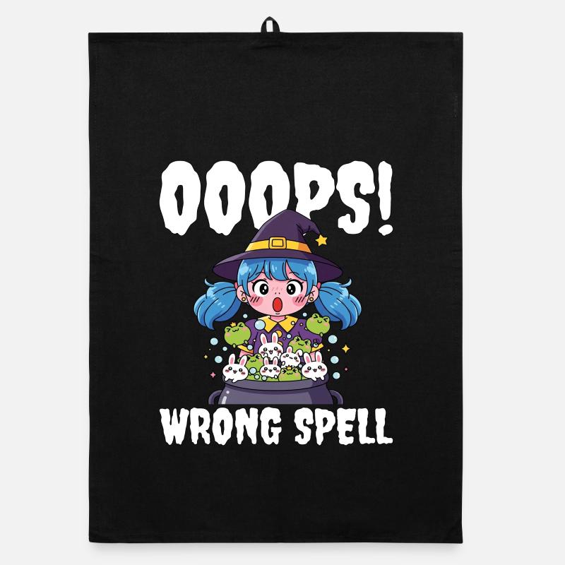 OUPS ! MAUVAIS SORT - SORCIÈRE HALLOWEEN Torchon bio
