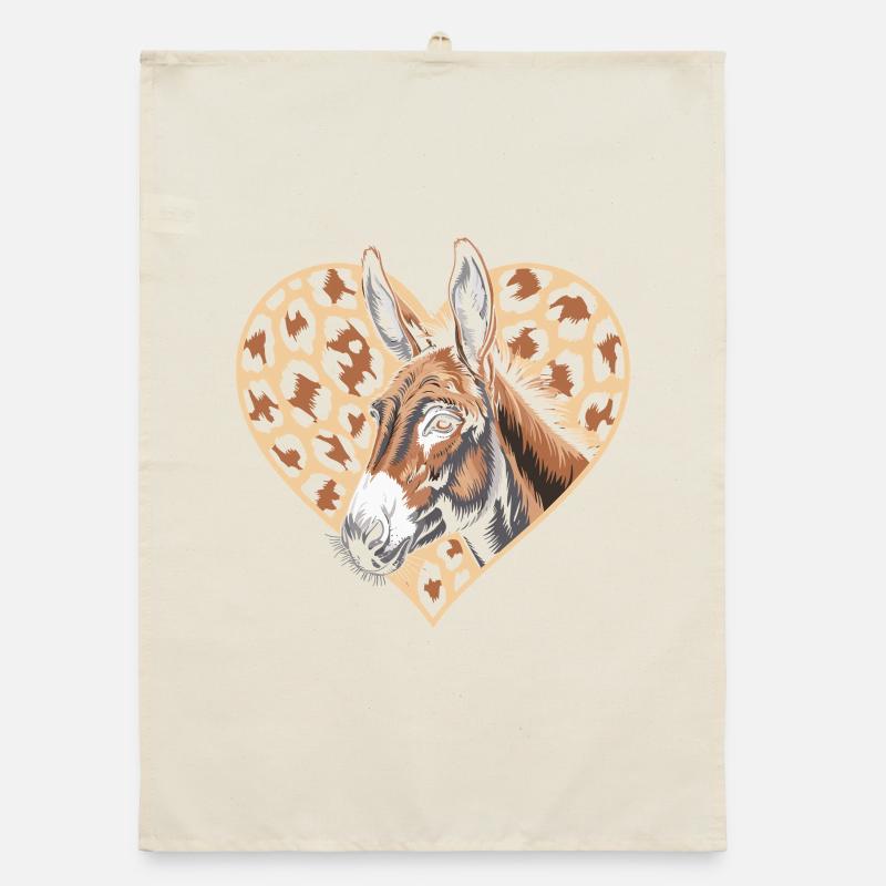 Esel mit Leopard-Herz Organic Geschirrtuch