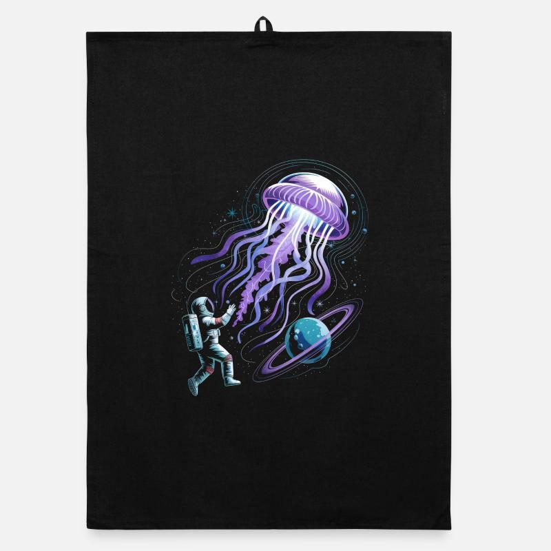 Aventure spatiale avec un astronaute et des méduses Torchon bio
