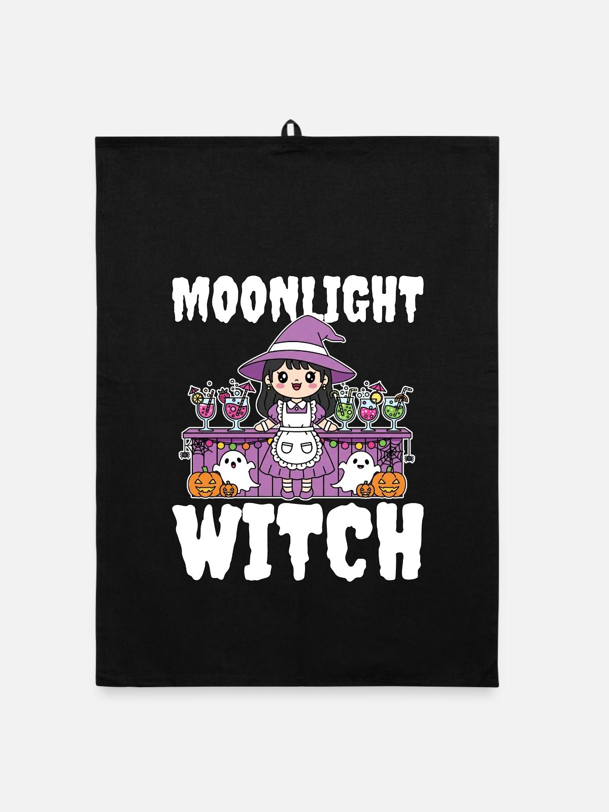 MOONLIGHT WITCH - WITCH HALLOWEEN - Organic Geschirrtuch - Schwarz - Vorne