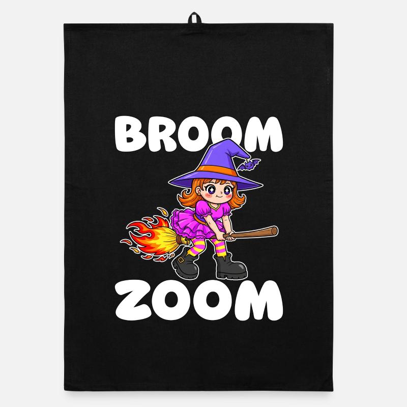 BAI ZOOM - SORCIÈRE HALLOWEEN - Torchon bio - noir