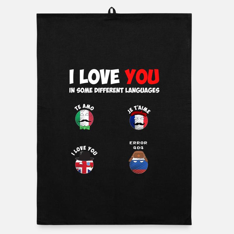 Idée Cadeau Russe et Russie Je t'aime St Valentin Torchon bio