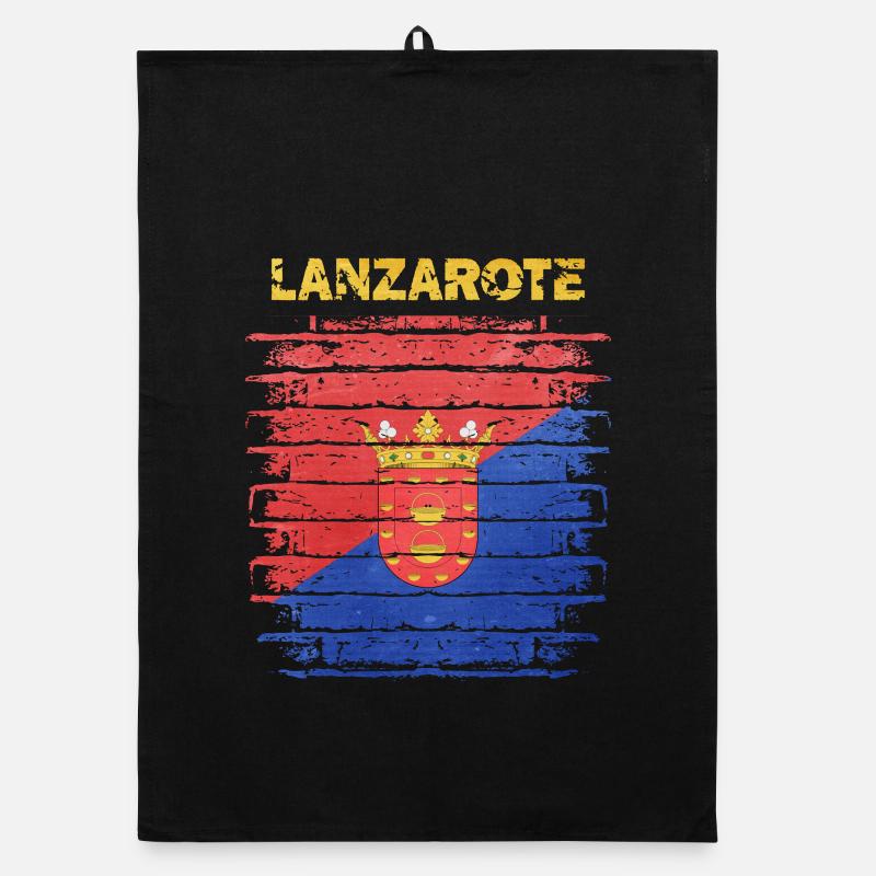 Drapeau de Lanzarote avec motif de vagues Torchon bio