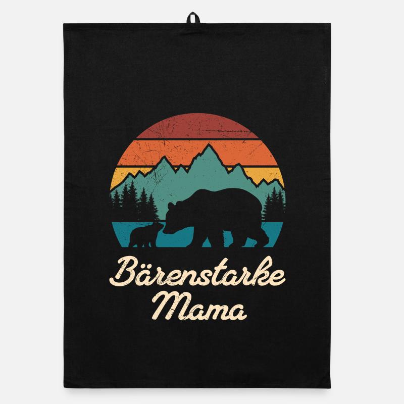 Expectant mother BEARS STRONG MAMA Funny Organic dish towel