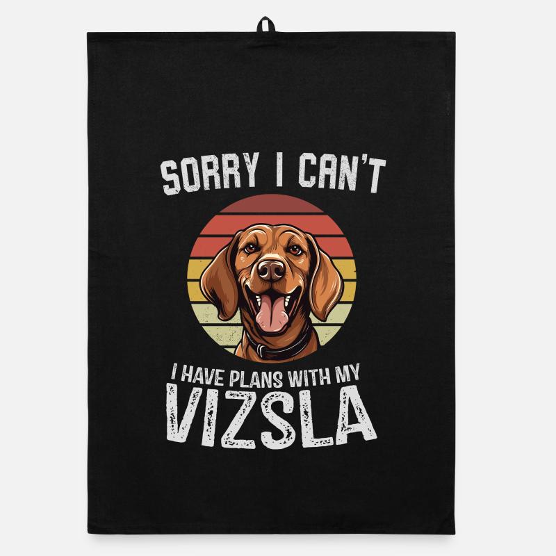 Freundlicher Hund mit Retro-Sunset-Design Organic Geschirrtuch