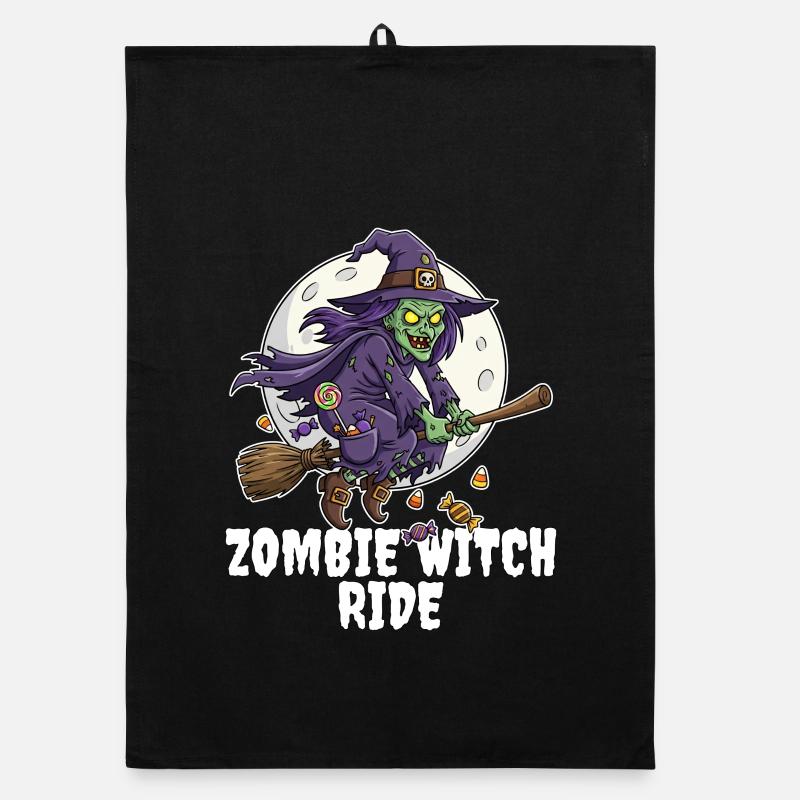 ZOMBIE WITCH RIDE - ZOMBIE HALLOWEEN - Torchon bio - noir