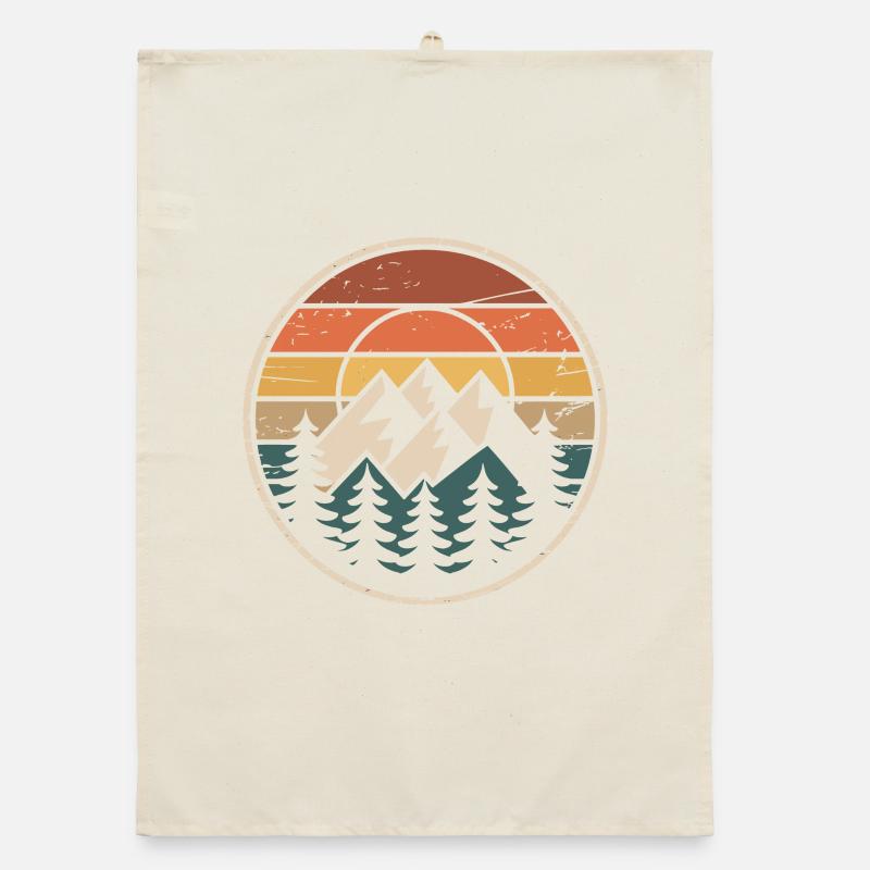Mountain landscape at sunset Organic dish towel