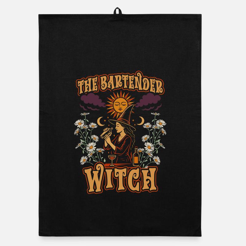 Barkeeperin Barfrau The Bartender Witch Organic Geschirrtuch