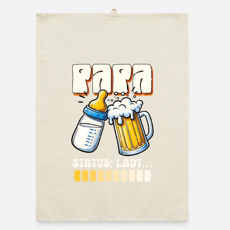 Expectant father DAD STATUS LOADING Funny Organic dish towel