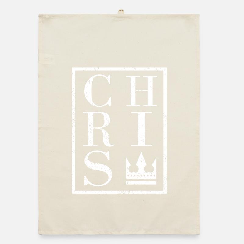 Minimalist crown with line pattern Chris Organic dish towel