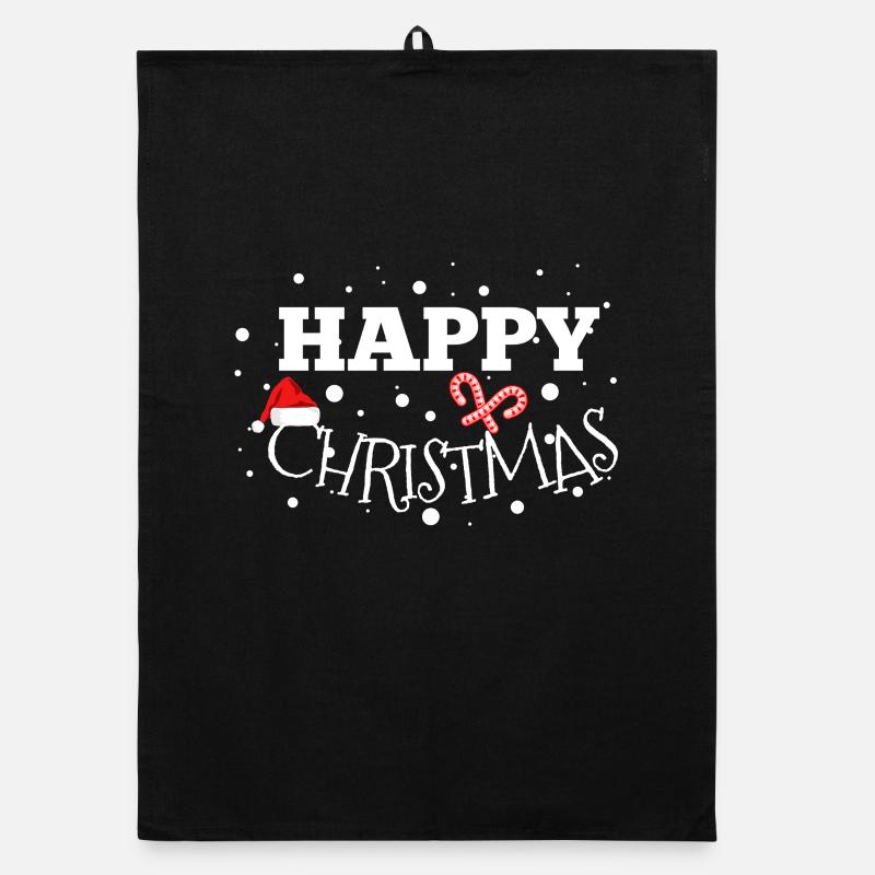 Happy Christmas Geschenidee - Organic Geschirrtuch - Schwarz