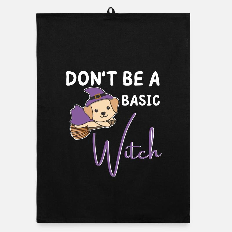 Labrador Halloween Hexen don't be a basic witch Organic Geschirrtuch
