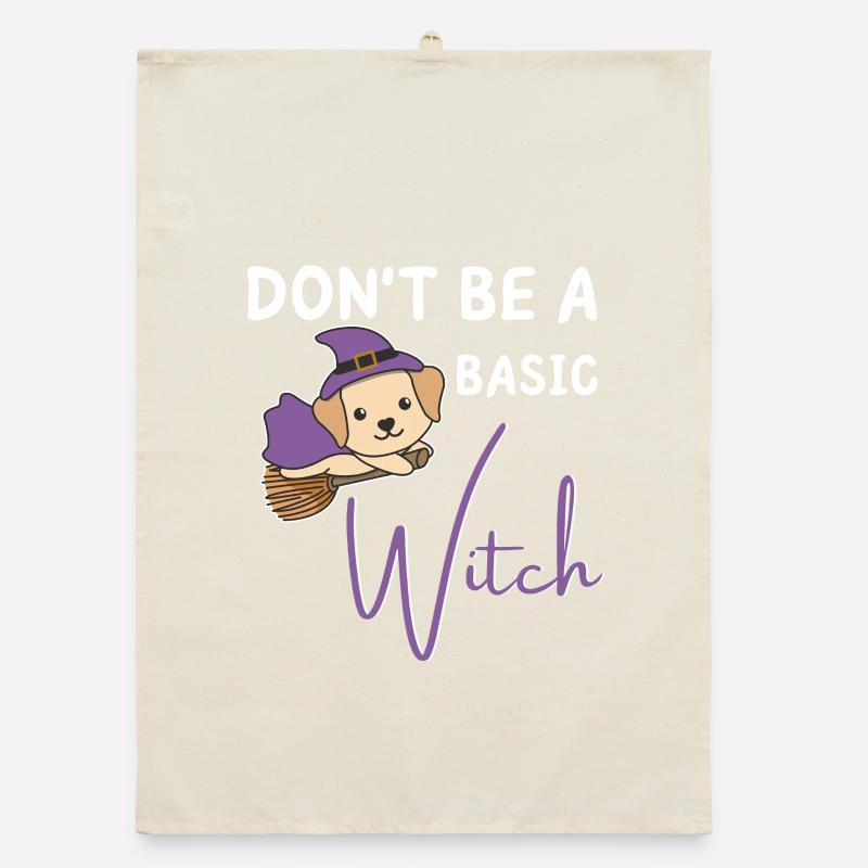 Labrador Halloween Hexen don't be a basic witch Organic Geschirrtuch