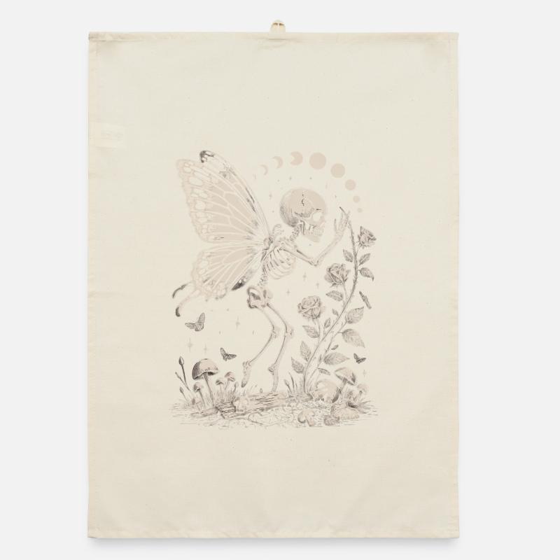 Gothic Skelett Fee mit Mondphasen Organic Geschirrtuch