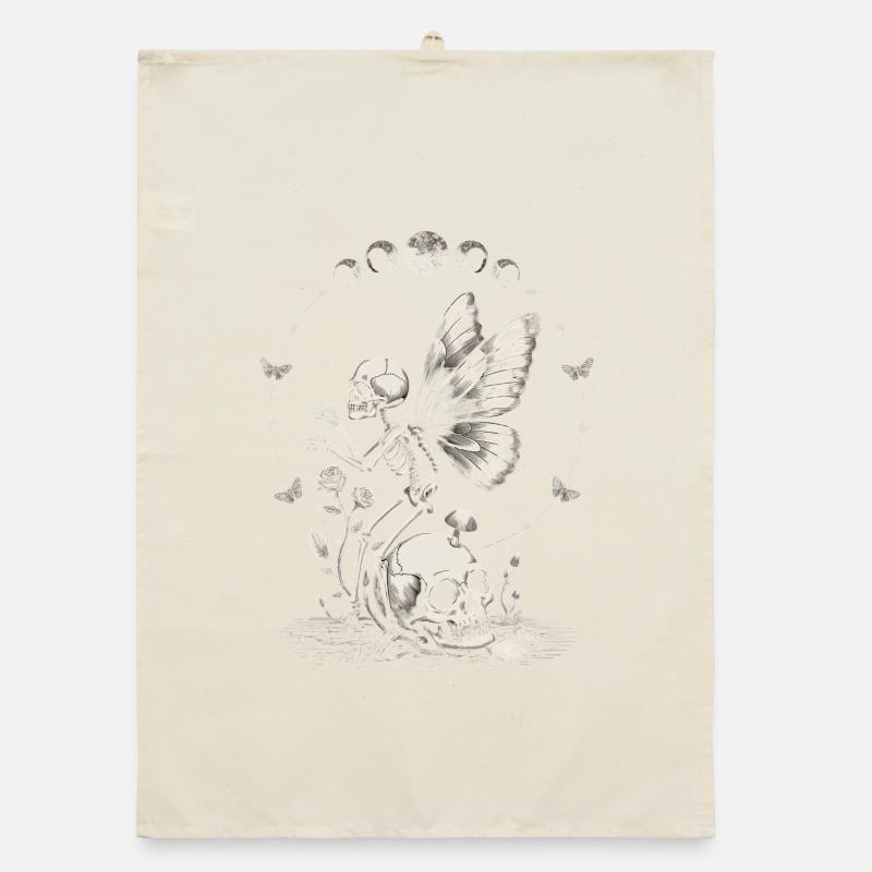 Gothic Skelett Fee mit Mondphasen Organic Geschirrtuch