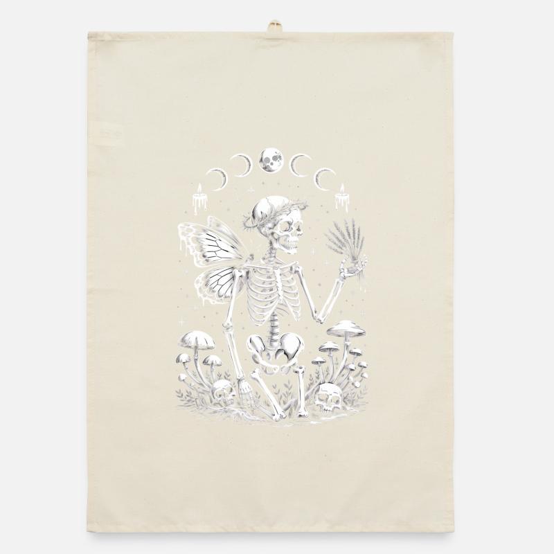 Gothic Skelett Fee mit Mondphasen Organic Geschirrtuch
