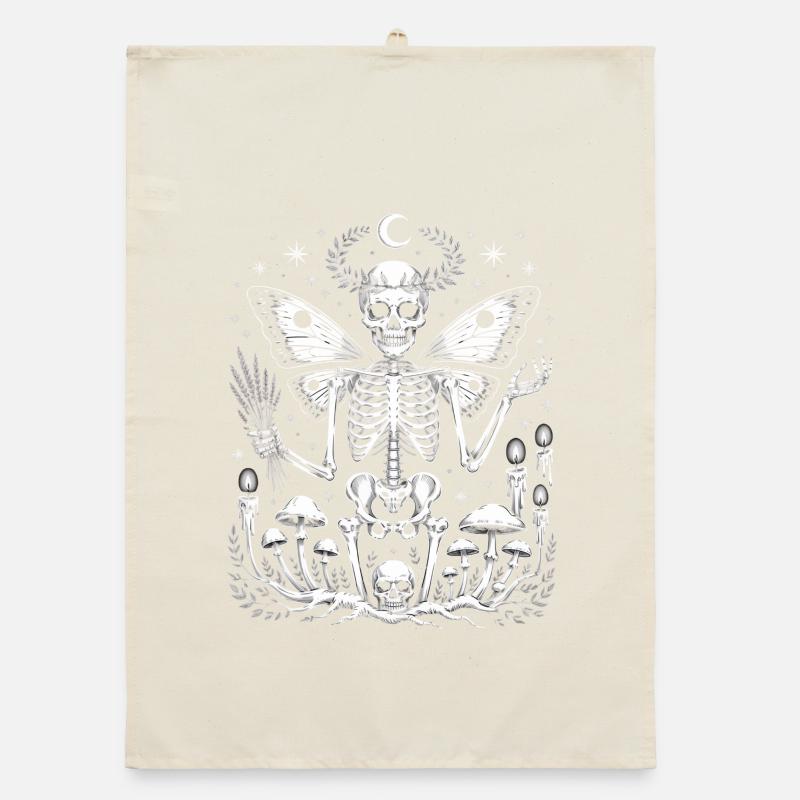 Gothic Skelett Fee mit Mondphasen Organic Geschirrtuch
