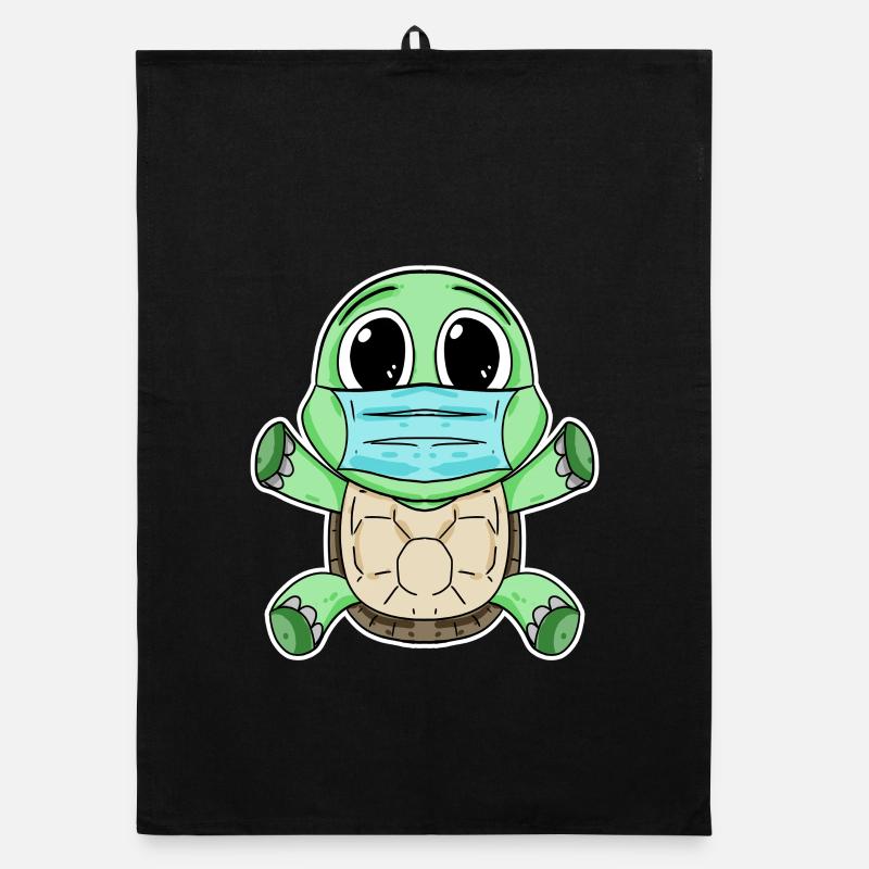Cute turtle with mask Organic dish towel