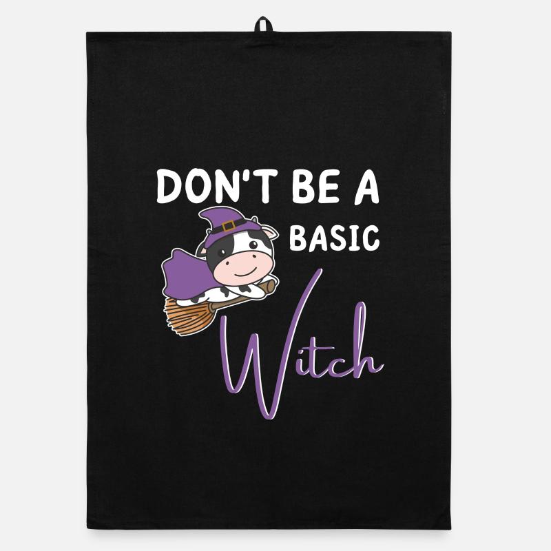 Kuh Halloween Hexe Hexen don't be a basic witch Organic Geschirrtuch