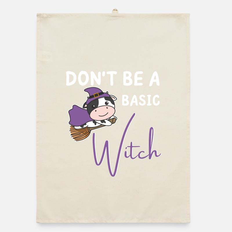 Kuh Halloween Hexe Hexen don't be a basic witch Organic Geschirrtuch