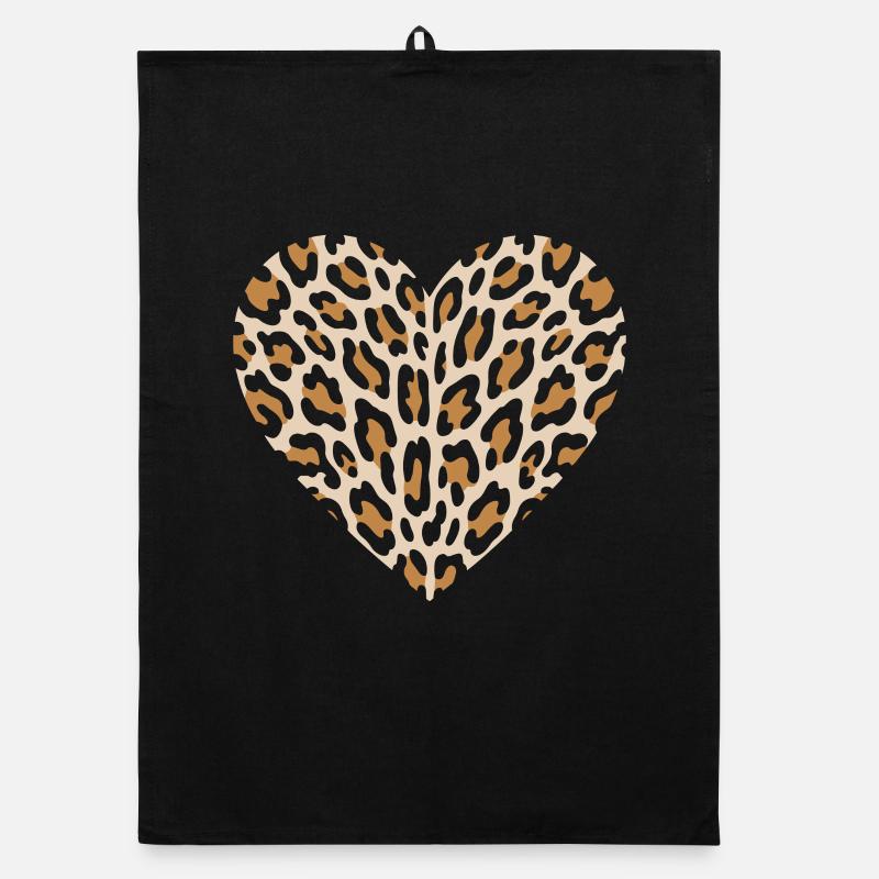 Leopard heart for animal lovers Organic dish towel