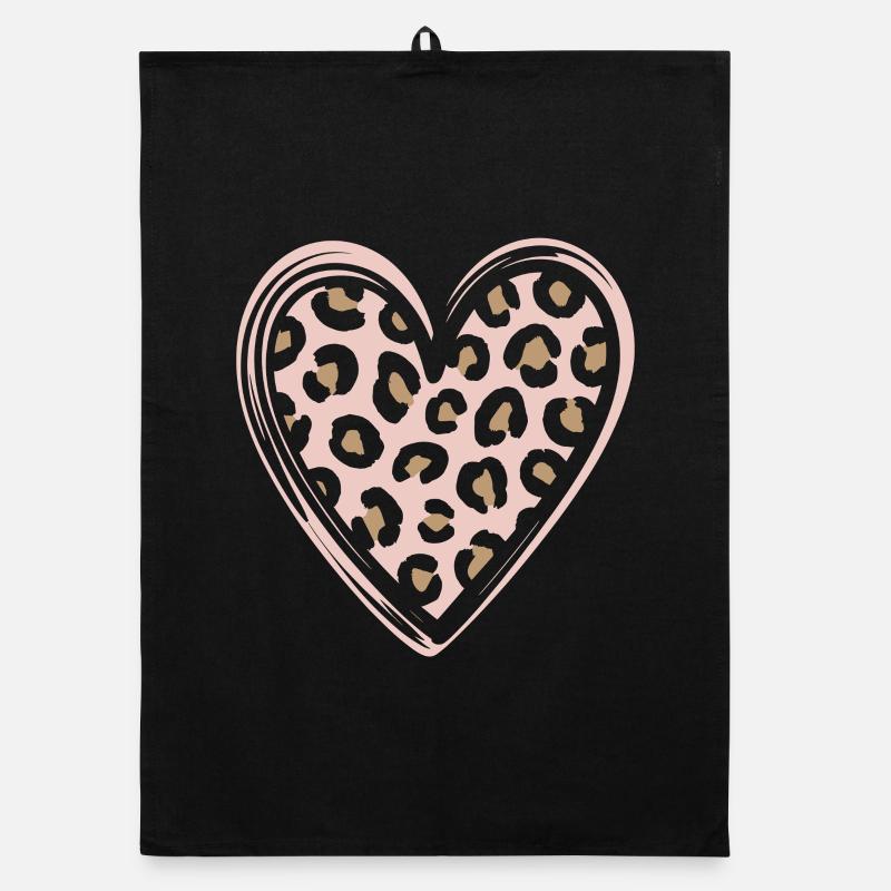 Leopard Pattern Heart Design Organic dish towel