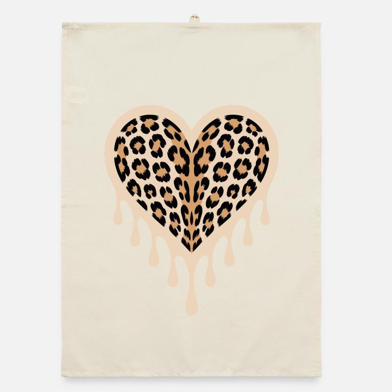 Leopard Herz Organic Geschirrtuch
