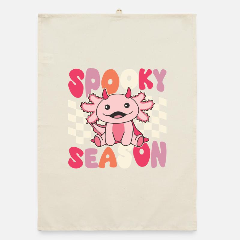 Axolotl Halloween Groovy Devil Saison effrayante Torchon bio