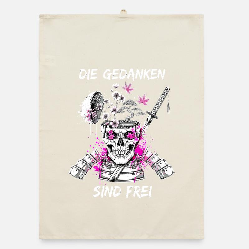 Warrior Skull Samurai Organic dish towel
